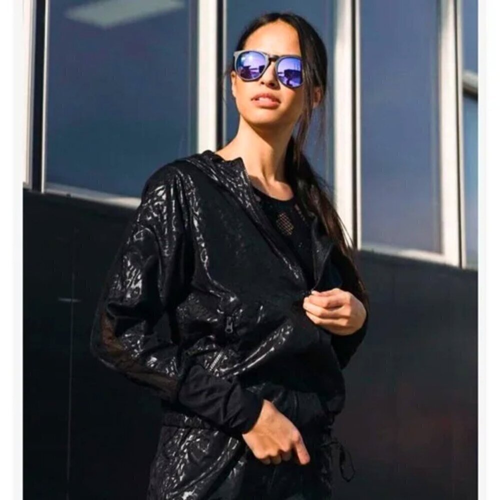ZYIA Jade Bomber Jacket Cheetah Small Black